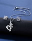 Fashion Silver Color Titanium Glossy Heart Note Stud Necklace Set
