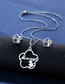 Fashion Silver Color Titanium Glossy Flower Mama Stud Necklace Set