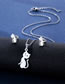 Fashion Silver Color Titanium Steel Glossy Cat Stud Necklace Set