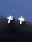 Fashion Silver Color Titanium Glossy Cross Stud Necklace Set