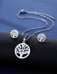 Fashion Silver Color Titanium Steel Glossy Tree Of Life Stud Necklace Set