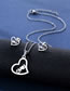 Fashion Silver Color Titanium Glossy Heart Letter Stud Necklace Set