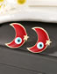 Fashion Red Copper Drop Oil Moon Eye Stud Earrings