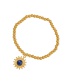 Fashion Gold-2 Titanium Turquoise Geometric Pendant Beaded Bracelet