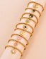 Fashion Gold-3 Titanium Turquoise Geometric Pendant Beaded Bracelet