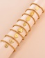 Fashion Gold-8 Titanium Steel Round Reversible Portrait Pendant Beaded Bracelet