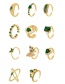Fashion Green-2 Bronze Zircon Flower Ring