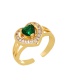 Fashion Green Copper Set Zircon Geometric Ring