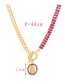 Fashion Pink Copper Inlaid Zirconium Chain Stitched Ot Buckle Portrait Pendant Necklace