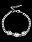 Fashion Silver Geometric Diamond Stud Necklace Bracelet Set
