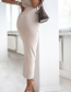 Fashion Apricot Pitted Rib Slit Skirt