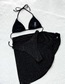 Fashion Black Nylon Halterneck Tie Three-piece Swimsuit