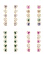 Fashion Purple Alloy Diamond Heart Stud Earrings