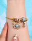 Fashion Blue Alloy Diamond Pearl Eye Letter Tag Adjustable Bracelet