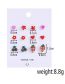 Fashion 3# Alloy Geometric Flower Strawberry Cherry Stud Earrings Set
