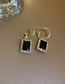 Fashion Black Alloy Diamond Drip Oil Square C-shaped Stud Earrings