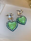 Fashion Green Acrylic Diamond Heart Stud Earrings