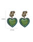 Fashion Green Acrylic Diamond Heart Stud Earrings
