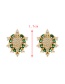 Fashion Dark Green Copper Set Zircon Geometric Stud Earrings