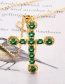 Fashion Dark Green-2 Bronze Zircon Cross Pendant Necklace