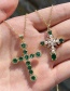 Fashion Dark Green Bronze Zircon Pearl Cross Pendant Necklace