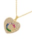 Fashion Gold-2 Bronze Zircon Heart Pendant Necklace