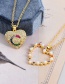 Fashion Gold-2 Bronze Zircon Heart Pendant Necklace