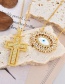 Fashion Gold Bronze Zircon Cross Pendant Necklace