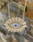 Fashion Gold-2 Bronze Zircon Drop Oil Eye Pendant Necklace