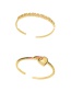 Fashion Gold-2 Bronze Zircon Heart Open Bracelet