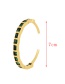 Fashion Dark Green Brass Zircon Square Open Bracelet