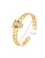 Fashion Gold-2 Bronze Zircon Leopard Head Open Bracelet
