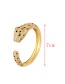 Fashion Gold Bronze Zircon Leopard Open Bracelet