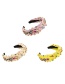 Fashion Yellow Fabric Alloy Diamond Inlaid Water Drop Flower Knot Headband (6.5cm)