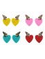 Fashion Red Alloy Diamond Butterfly Heart Bead Stud Earrings