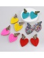 Fashion Yellow Alloy Diamond Butterfly Heart Bead Stud Earrings