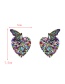 Fashion Red Alloy Diamond Butterfly Heart Bead Stud Earrings
