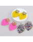 Fashion Pink Alloy Diamond Heart Bead Stud Earrings