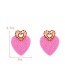 Fashion Yellow Alloy Diamond Heart Bead Stud Earrings