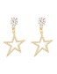 Fashion Gold-2 Copper Set Zircon Pentagram Stud Earrings