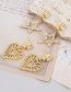 Fashion Gold Copper Set Zircon Heart Stud Earrings
