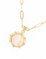 Fashion Gold Copper Thick Chain Portrait Shell Round Pendant Necklace