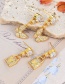 Fashion Gold-2 Bronze Zircon Butterfly Gold Lock Stud Earrings