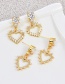 Fashion Gold-2 Copper Set Zircon Heart Stud Earrings