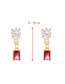 Fashion Red Copper Zircon Square Stud Earrings