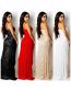 Fashion X5263-red Hot Diamond Sequin Mesh V-neck Slit Dress