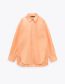 Fashion Orange Poplin Buttoned Lapel Shirt
