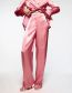 Fashion Pink Satin Straight-leg Trousers