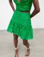 Fashion Green Embroidered Ruffle Skirt