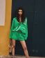 Fashion Green Silk-satin Lace-up Elastic Shorts
